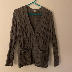 Grey Cable Knit Cardigan